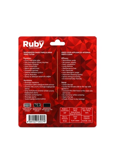 Ruby Parts Manyetik Kireç Önleyici Çamaşır Ve Bulaşık Makinesi İçin 2'li   Paket Siyah