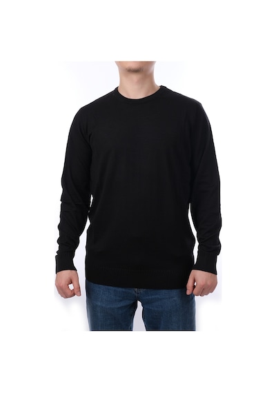 İntersivin Erkek Slim Fit Bisiklet Yaka Düz Uzun Kollu Triko Kazak S-05 Siyah