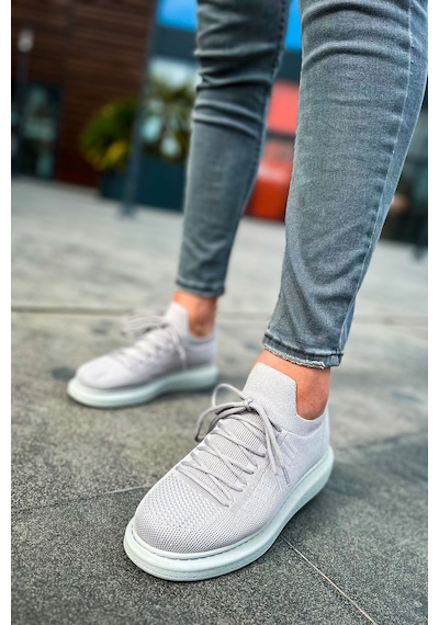 Roof Atelier Erkek Gri Triko Bağcıklı Spor Ayakkabı 307 - Rt Tricot Grı