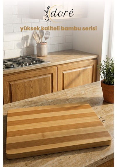 Bambu Kesme Tahtası 24 X 34 Cm Kesim Panosu Ekru