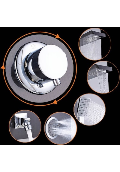 Sam Banyo Fırat Masajlı Duş Paneli Krom Gri Sam Banyo Fırat Masajlı Duş Paneli Krom Gri