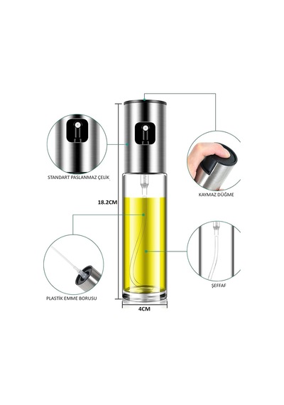 Airfry Sprey Cam Şişe Zeytinyağı Sirke Yağ Püskürtücü Yağdanlık 100 Ml Airfryer Yağ Püskürtme Şişesi Diğer