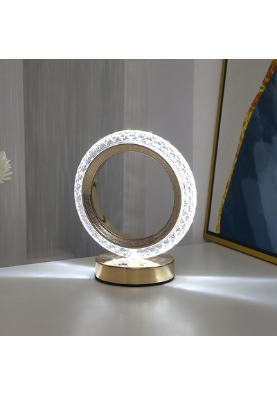 Lw-24 Şarjlı Yuvarlak Kristal Elmas Masa Lambası Akrilik Led Gece Lambası Beyaz