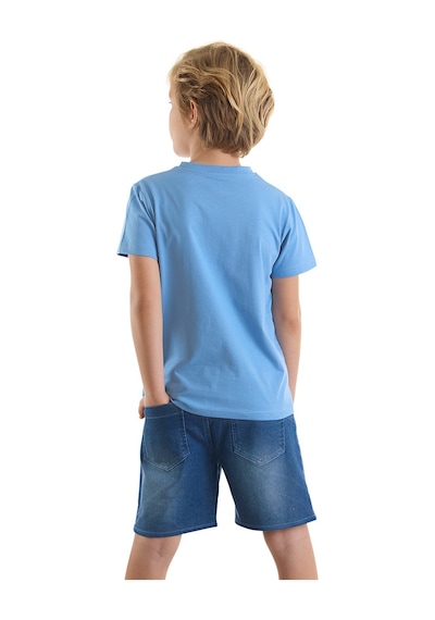 Denokids Mushi Let's Play Erkek Çocuk T-shirt Denim Şort Takım Çok Renkli