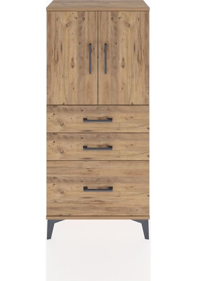 Hyperion Dolap 2 Raflı 3 Çekmeceli 2 Kapaklı 60x44x134 Çam-çam Çam