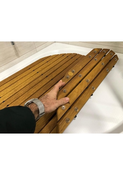 Katlanabilir Ahşap Duş Izgarası (Iroko Ağacı)