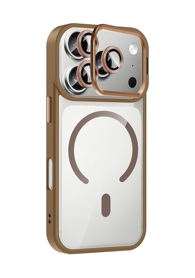Apple iPhone Uyumlu 17 Pro Kılıf Kamera Standlı Magsafe Destekli Şeffaf Arka Yüz Silikon Pazarplus Pembe