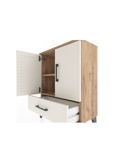 Arges Komodin 2 Raflı Tek Çekmeceli Tek Kapaklı 60x30x80 Çam-aytaşı Atlas Çam