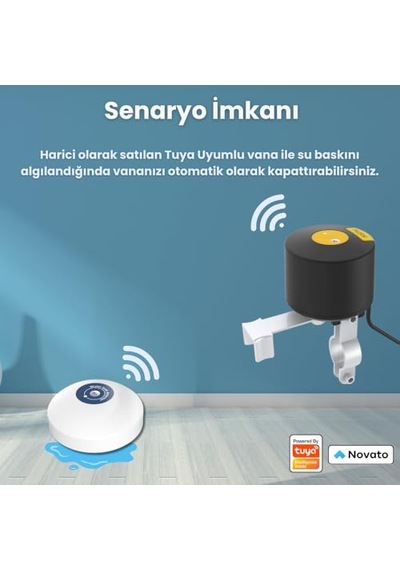 Wifi Su Baskını Sensörü - Dahili Alarmlı Tuya, Smart Life Uyumlu