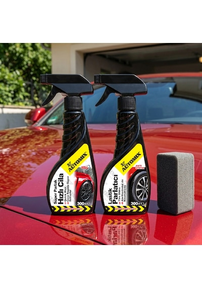 Automix Araç Dış Bakım Seti - Hızlı Cila Ve Lastik Parlatıcı Sprey 300 Ml + 300 Ml 2'li Paket