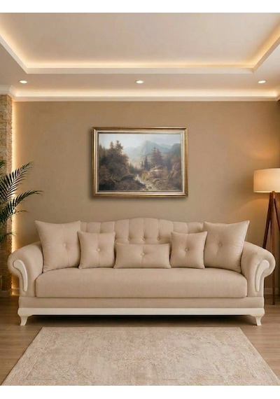 Vintage Dekoratif Gold Çerçeveli Manzara Tablosu 80x60 Cm