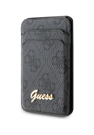 Guess Lisanslı Magnetik Standlı Kartlık 4g Desenli Metal Script Logolu Siyah