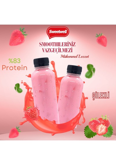 Sweetwell Çilek Aromalı Vegan Bezelye Proteini Tozu 400 G