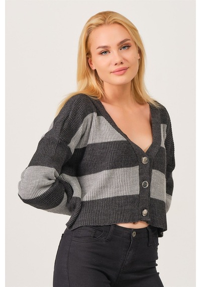 Z3008 Dewberry Bayan Hırka-açık Antrasit Açık Antrasit