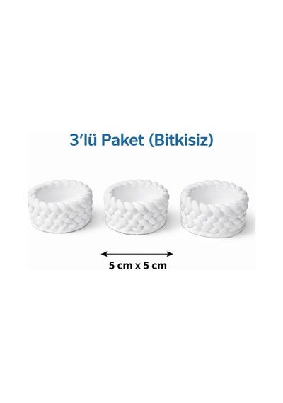 Tr 3'lü Mini Saksı Seti 5 Cm El Yapımı Dekoratif Beton Saksı Küçük Sukulent Saksısı, Masa & Raf Dekoru, Diğer