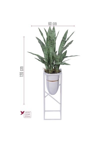 Yapay Çiçek Sitesi Metal Sütun Saksıda Paşa Kılıcı Ağacı Yeşil Siyah 120 Cm