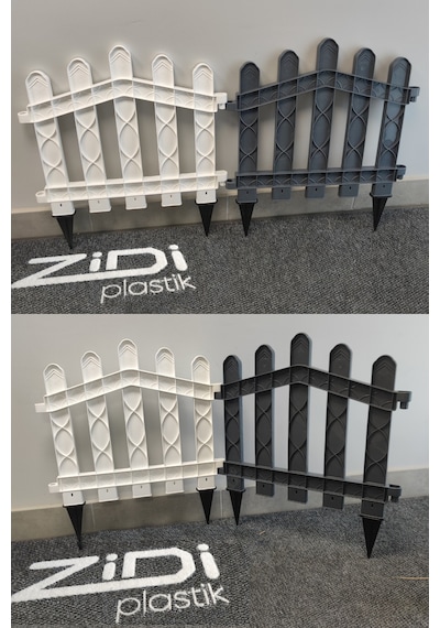 Dekoratif Plastik Bahçe ve Peyzaj Çiti 1 Adet Çit (Y: 50 CM / G: 55 CM) Toprak Ayaklı - Antrasit Gri