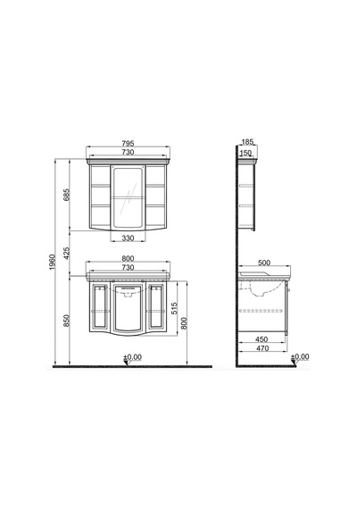 Kale Arte+ Mat Antrasit Banyo Dolabı Takımı 80 Cm Antrasit Kale Arte+ Mat Antrasit Banyo Dolabı Takımı 80 Cm Antrasit