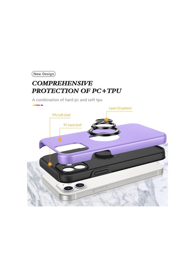 Apple iPhone Uyumlu 12 Kılıf Elit Yüzüklü Kapak - Mor