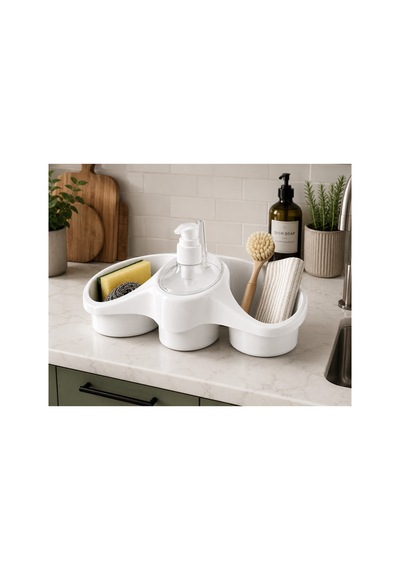 Emilahome Mutfak Banyo Plastik Sıvı Sabunluk Süngerlik Beyaz - 875706342 Beyaz
