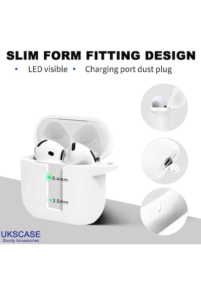 Apple Uyumlu AirPods 4. Nesil Soft Silikon Kılıf Düz Renkler Beyaz