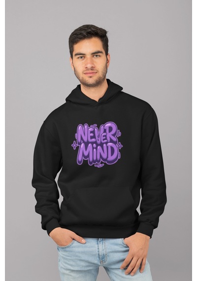 Nevermind Unisex Oversize Kapüşonlu Sweatshirt - Graffiti Yazı Baskılı Stre Siyah Nevermind Unisex Oversize Kapüşonlu Sweatshirt - Graffiti Yazı Baskılı Stre Siyah