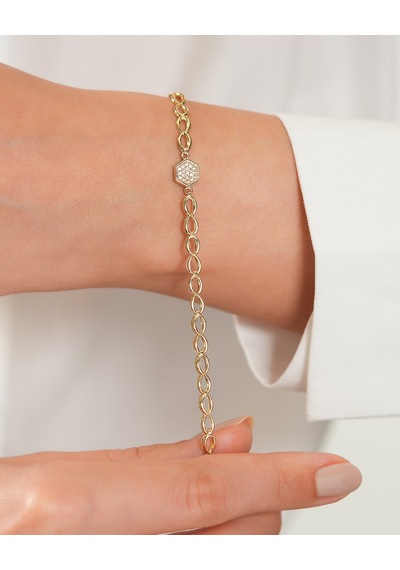 Debora Jewelry 14 Ayar Altın Sonsuzluk Taşlı Bileklik