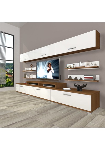 Decoraktiv Ekoflex 8y Slm Tv Ünitesi Tv Sehpası Ceviz - Beyaz