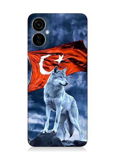 Tecno Spark 9 Pro Uyumlu Silikon Kılıf Kurt Göktürk Ve Bayrak