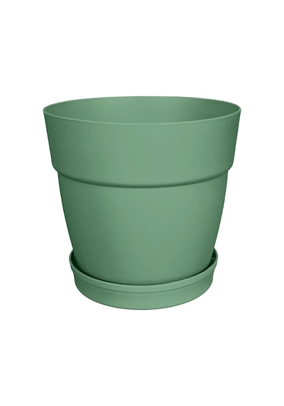 Tabaklı Delikli Plastik Çiçek Saksısı, 13 Cm 1.1 Lt, 1 Adet, Yeşil Diğer