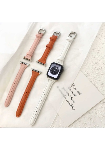 Ekılıf - Apple Uyumlu  Watch Ultra 49mm - Kordon Deri Strap Kayış Krd-28 - Siyah