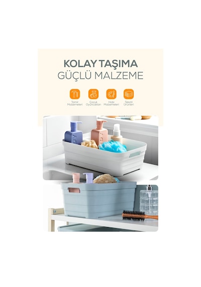 Vienev 6'lı Kapaklı 2,8 Litre Saklama Kutusu Beyaz Beyaz