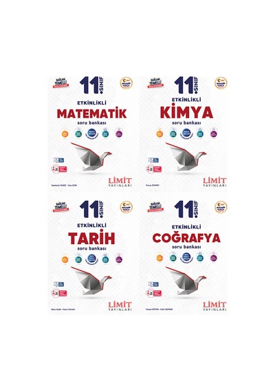 Limit 2027 11. Sınıf Matematik + Kimya + Tarih + Coğrafya Soru Bankası Seti 4 Kitap Maarif Model