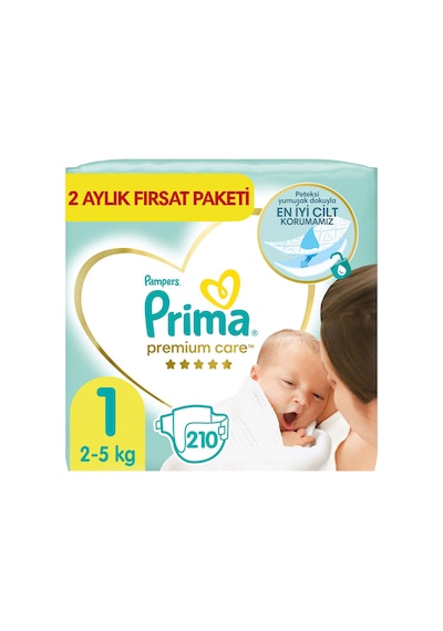Prima Bebek Bezi Premium Care 1 Numara Yenidoğan Aylık Fırsat Paket 210’lu 3'lü