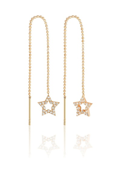 Azuris Silver Azuris 925k Gümüş Sıralı Top Zincir Yıldız Taşlı Küpe Rose Gold