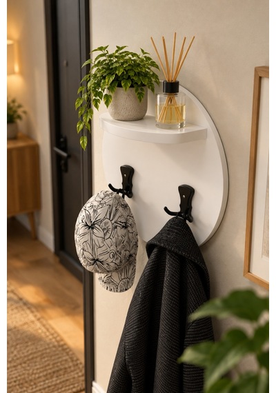 Sulorahome Beyaz Duvar Askılığı Ve Mini Raf Ünitesi