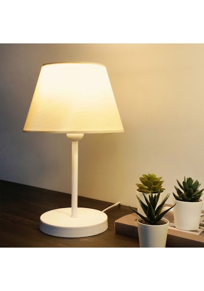Homing Krem Kumaş Beyaz Gövdeli Abajur Ayd-3121 Ekru