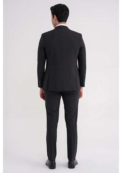 Efor Slim Fit Çift Yırtmaç Ekoseli Esnek Yünlü Yelekli Klasik Siyah Takım Elbise Tk 934 Siyah Efor Slim Fit Çift Yırtmaç Ekoseli Esnek Yünlü Yelekli Klasik Siyah Takım Elbise Tk 934 Siyah