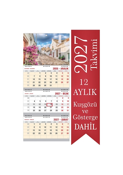2027 Büyük Boy Extra Gemici Takvimi Denizci Duvar Takvimi 33x77.5 CM
