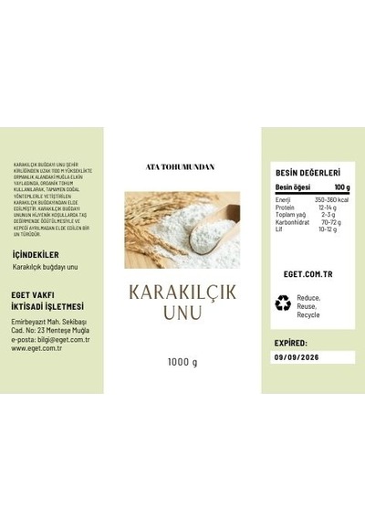 Eget Ata Tohumundan Karakılçık Unu 1 KG
