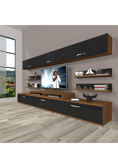 Decoraktiv Ekoflex 8y Slm Tv Ünitesi Tv Sehpası Ceviz - Siyah