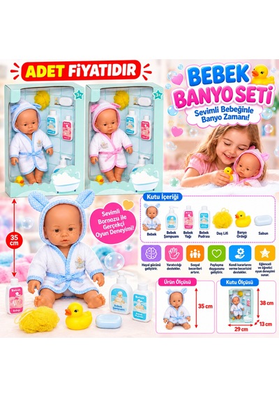 Storeşahin 030031 Nessiworld Banyo Zamanı Bebek Seti, 35 Cm / +3 Yaş Adet Fiyatıdır Shn0720 Standart