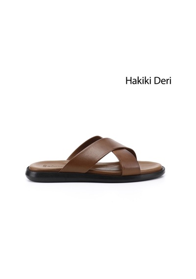 Diğer Erkek Ceviz Çapraz Bantlı Hakiki Deri Terlik Dyma83242824