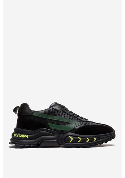 Marcomen Erkek Kalın Taban Bağcıklı Sneaker Gerçek Deri Mc 21616 Siyah/yeşil Siyah - Yeşil