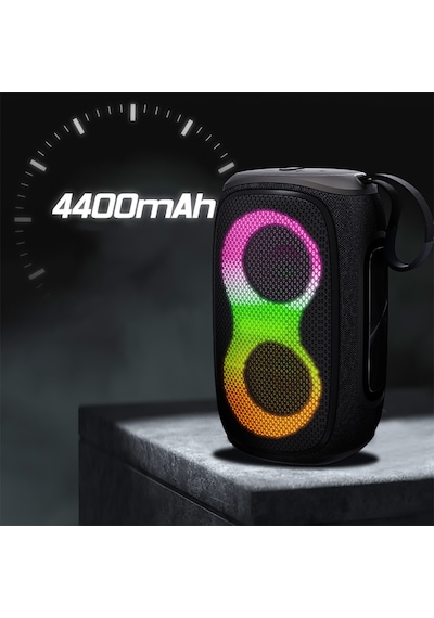 Lenyes S865 Luminous Serisi Su Geçirmez Çoklu Giriş Rgb Işıklı Tws Bluetooth Hoparlör V5.3 40w Siyah