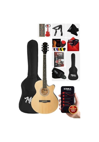 Midex XC-200NT Kesik Kasa Profesyonel Akustik Gitar 4/4 Yetişkin Üst Segment (Gigbag Çanta Tuner Capo Askı Pena)