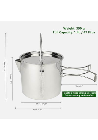 Tr 304 18/8 Paslanmaz Çelik Fda Uyumlu 50 Oz / 1,4 L Kamp Su Isıtıcısı/tencere/bardak 3'ü 1 Arada Diğer