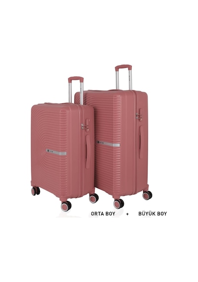Mçs Bavul Büyük Ve Orta 2li Set Kırılmaz Silikon Valiz V374 Koyupudra Koyu Pudra