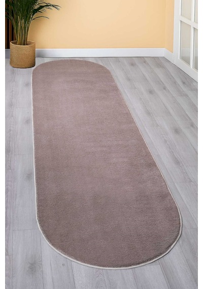 Vl Oval Comfort Ponpon Saçaklı Peluş Post Yolluk Kahverengi Oval Kahverengi Saçaksız