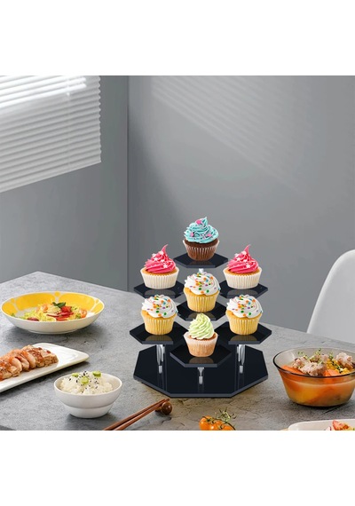 "açık Akrilik Mini Parfüm Rafı - Cupcakes, Atıştırmalıklar Ve Kozmetikler İçin Çok Yönlü Ekran Standı" Black, 7 Bit